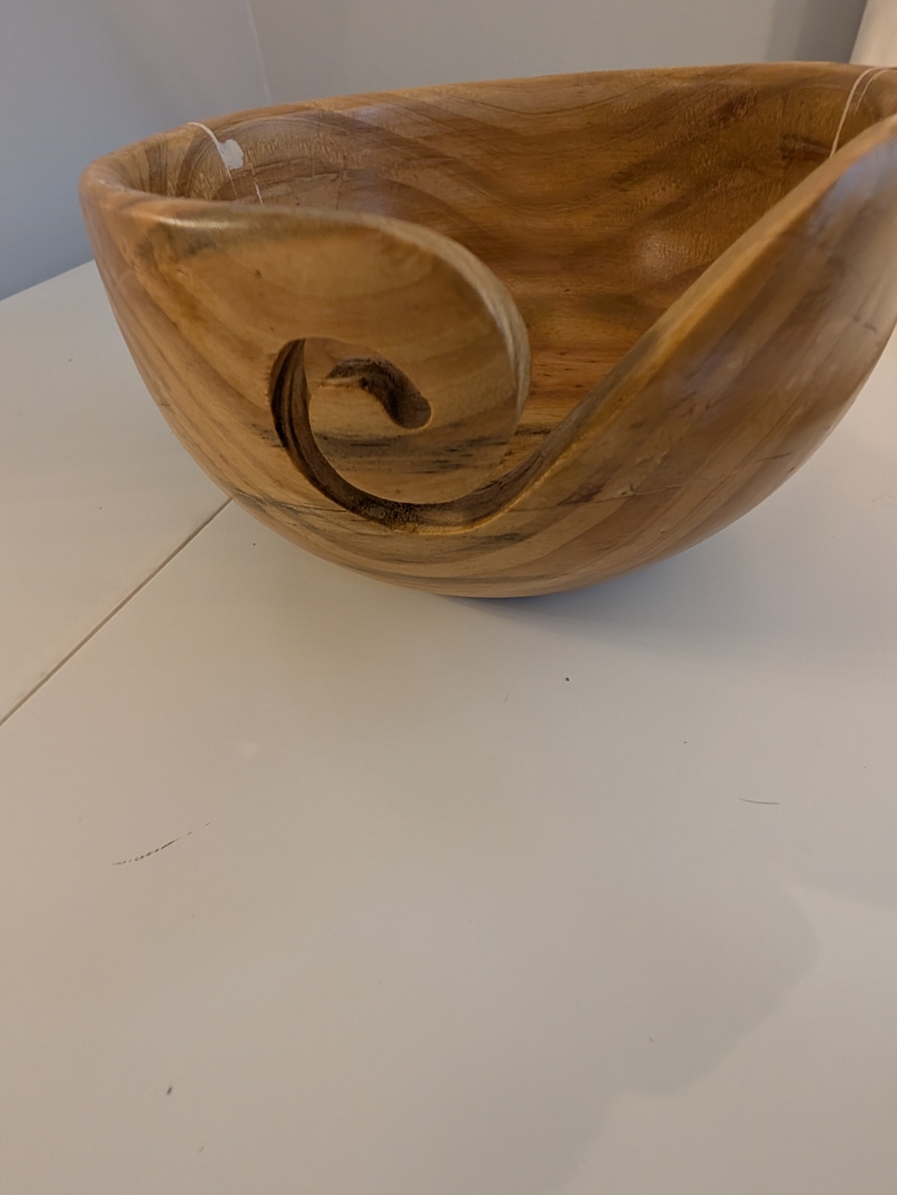 Handcrafted Natural Wood Yarn, Crochet, Knitting  Bowl -Light Brown Cottagecraft